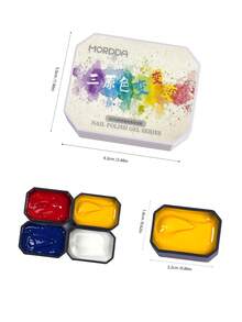 Kuteks Semi-Gel 4-Grid Warna Asli Merah Kuning Biru Gradien Lukisan Tangan Efek Tie Dye Cocok Untuk Seni Kuku Salon - MultiWarna - View 9