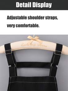 1pc Premium Canvas Kitchen Apron (Black), Adjustable Shoulder Strap Apron, Double Shoulder Strap Apron, Unisex, With 2 Large Pockets And 1 Small Pocket, Suitable For Chef Cooking, Gardening, BBQ, Cafe, Painting, Baking, Hairdressing And Nail Art - A - View 5