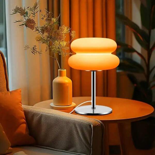 1PC Assembled Double-Layer Artistic Decorative Table Lamp | Plastic Lampshade | Modern Style | 3 Colors (Orange/White/Pink) | Minimalist Desk Lamp | USB Powered | Wire Control Button 3-Color Dimmable (White/Neutral/Warm Light) Color Temperature Adjustment | Suitable For Room | Bedroom | Bedside | Living Room And All Other Scenes | A Great Choice For Holiday Gifts
