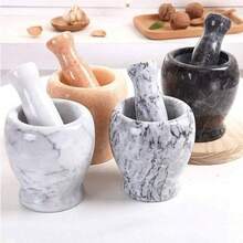 Mortero Triturador Molinillo Molcajete de Mármol Sólido para Especias y Cocina con Diseño Ergonómico y Acabado Pulido - Multicolor - Ver 4