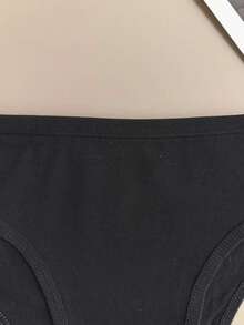 Set Of 5 Premium Cotton Thong Panties, Comfortable, Plain, Black - 基本黑色 - 查看 4