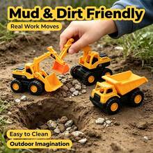 Juguete excavadora realista grande para niños - Máquina excavadora realista con inercia y movimiento deslizante, apta para jugar en la playa y el patio trasero, camión de construcción, bulldozer, cargador, de vuelta a la escuela - Multicolor - Ver 6