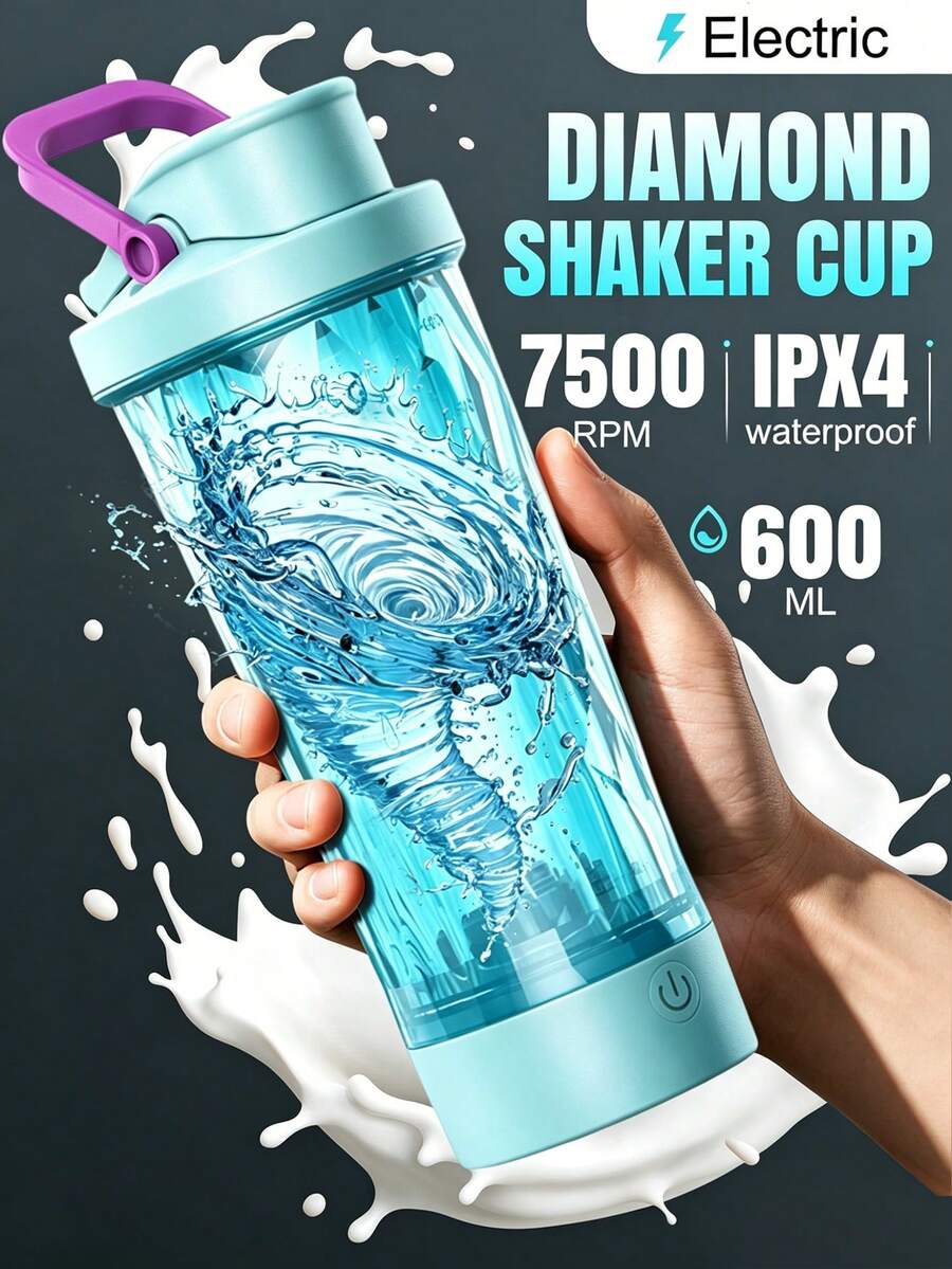 電動搖搖杯，適用於蛋白粉攪拌，便攜式攪拌杯，可充電搖搖杯，可用於攪拌咖啡粉、奶粉、蛋白粉及其他粉末液體（多彩），電池容量：500mAh