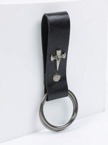 1pc Medieval Vintage Dark Skull Battle Axe PU Leather Waist Loop, Belt Key Ring, Skirt Clip Waist Pendant, Renaissance Dress Belt Charm, Role Play Hook, Viking Market LARP Costume Prop, Halloween Cosplay Outfit Accessory - A - View 4