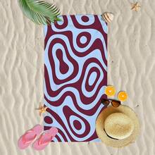 1 pieza Toalla de playa ultra suave con patrón abstracto de rayas artísticas para playa y fiesta de piscina - Accesorio de playa para vacaciones Manta de playa Toalla de piscina - Multicolor - Ver 7