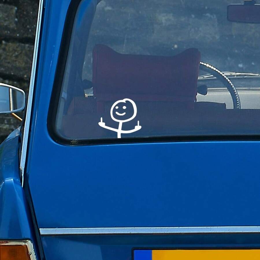 Funny  Stick Figure Car Decal, Humorous Reflective Sticker - Multicolor - View 1