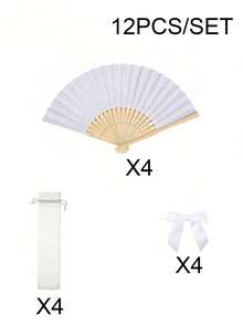 3/9/12pcs Personalized Wedding Favors, Customized Name Folding Fans, Bridal Hand Fans, Anniversary Guest Gifts, Keepsakes - Multicolor - View 10