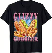 100% Baumwolle Lustiges Glizzy Gobbler Meme Urkomisch Hot Dog Glizzy Liebhaber T-Shirt - Schwarz - Übersicht 1