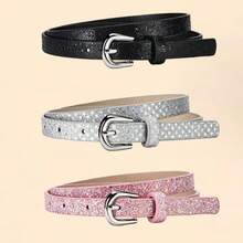 3-Piece Children's New Glossy PU Leather Belt Set, Suitable For Jeans And Skirts, A Great Children's Gift, Belt, Belts - 3Pcs - View 3