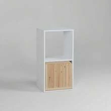 KIWI MOBLEKIT | Wooden Shelves For Storage And Decoration, Cube Or Rectangular Models With Door Or Drawer Options, Modern Auxiliary Furniture For Living Room, Bedroom Or Office - 雙隔層書架 30x29.5x58.5 公分 白色 - 查看 8