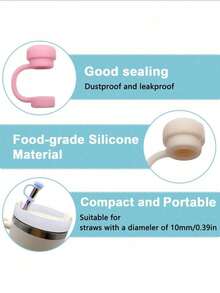 6pcs/2pcs Reusable Silicone Straw Caps, Compatible With Stanley Cups, Anti-Spill Anti-Leak Anti-Splash Anti-Dust Straw Covers, Suitable For Back To School Season - Multicolor - View 4