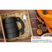 toys4boys Tire Shaped Ceramic Mug 450ml With Spoon, Car Wheel Design Gift Cup For Driver, Mechanic And Motorsport Fan - Black - View 5