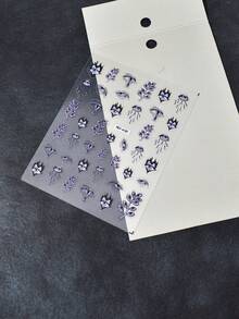 1pc Leaf & Demon Eye Nail Stickers, Self-Adhesive Disposable 3D Embossed Nail Art, Dark Forest Style, Ins, Suitable For Women's Manicure, Foot Care, Holiday Decoration - Multicolor - View 6