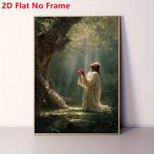 2D flaches, rahmenloses 1 Stück Jesus Christus Gethsemane Garten Leinwand Ölgemälde Friedliche christliche Wanddekoration, geeignet für Kirche, Büro, religiöse Dekoration, Jesus betend im Garten, perfekt für Raumdekoration - C - Übersicht 2