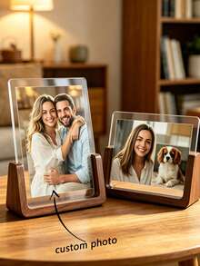 Customized Personalized 7-Inch Creative U-Shaped Solid Wood Photo Frame, Wooden Acrylic Transparent Photo Frame, Calligraphy And Painting Mounting Display Frame - 7 Inches - View 2