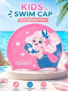 Children's Silicone Swim Cap, Unisex, Waterproof Cartoon Design, Suitable For Beach Vacation And Swimming Party, Back To School, First Day Of School - Multicolor - View 10