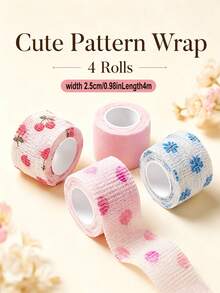 8/4/1 Roll Random Color Printed Self-Adhesive Finger Bandages, Anti-Wrinkle Wear-Resistant Finger Sleeves, Durable Finger Protection Covers, Suitable For Writing, Nail And Injured Finger Protection, Perfect For Office, Sports And Outdoor Work - Multicolor - View 3