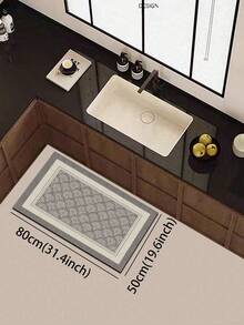 1pc Absorbent Non-Slip Cuttable Luxury European Style Double-Layer Border Pattern, 3.5mm Kitchen Rug, Entrance Mat Indoor Bathroom Mat, Suitable For Kitchen, Bathroom, Entryway, Laundry Room, Garden - Multicolor - View 15