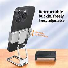 1pc Mobile Phone Desktop Stand, Portable, Creative, Foldable, Adjustable, Lazy Person's Support Rack, Rotatable, Horizontal And Vertical Screen Support, Ring Holder. - Multicolor - View 5