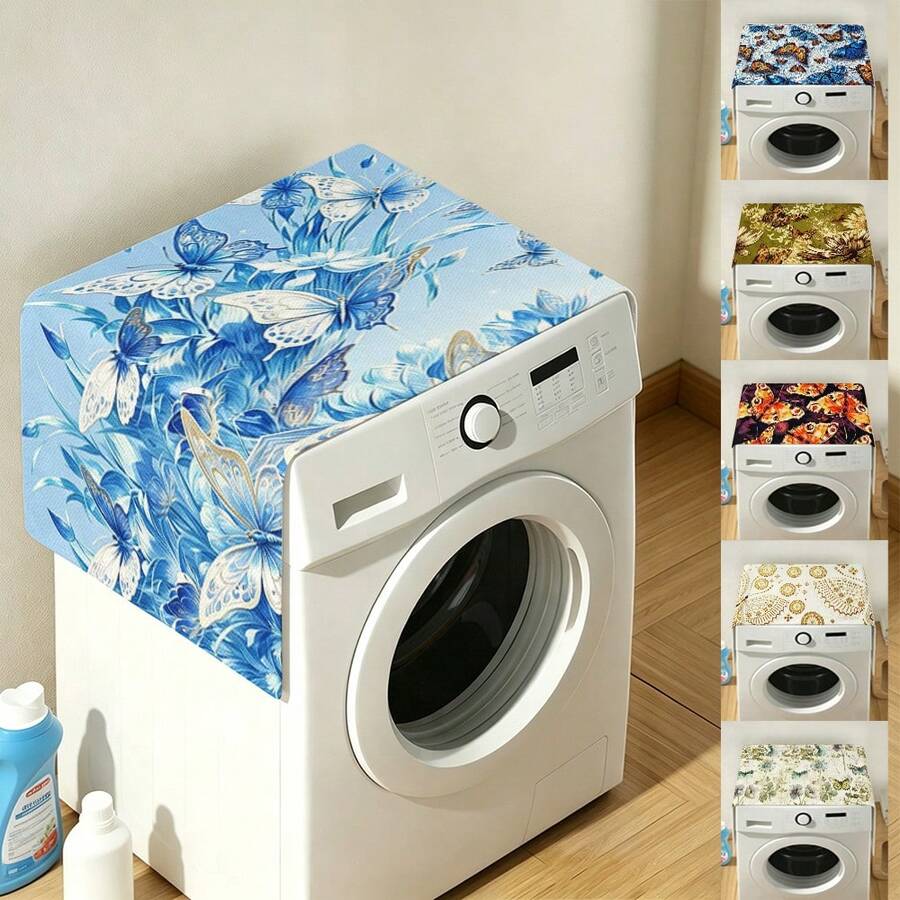 1pc Junma Flower Washing Machine Dust Cover, Furniture Washing Machine Dust Cover, Anti-Stain Dust Cover, Washable Refrigerator Dust Cover, Household Dust Cover, High Appearance Level Dust Cover - Multicolor - View 1