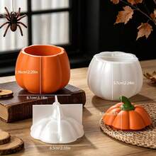 1 Set Pumpkin Storage Jar Silicone Mold, DIY Halloween Aromatherapy Plaster Candle Cup Decor Mold - White - View 3