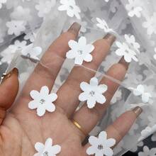1pc 59x19.68inch(150x50cm) 100%Polyester Flower Mesh Fabric - Wedding Lace With Glittering For DIY Christmas Decorations - Premium Quality, Durable, Pre-Cut Geometric Polyester, Hand Wash Only, Easy To Use - Default - View 6