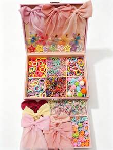 1158Pcs Girls Hair Accessories Set, Cute Bow Star Rhinestone Butterfly Hair Clips Elastic Hair Ties Heart Flower Mini Claws Daily Birthday Party Gift - Multicolor - View 1