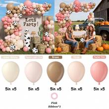 133Pcs Pink Cow Balloon Arch Kit With Brown Sand White Nude Pastel Pink Brown Cow Print Balloons For My First Rodeo Farm Babyshower Bridal Shower Anniversary Graduation Wedding Birthday Party Decorations - Style 1 - View 7
