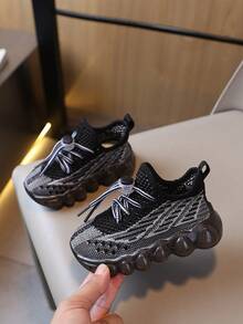 Kinder Mode Lässig Sport Slip-On Schuhe mit rutschfester Sohle - Schwarz - Übersicht 4