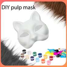 1 مجموعة قناع وجه قطة فارغ DIY، تتضمن قاعدة قناع بيضاء، ديكور مخملي، ورق رسم شبكي، يمكن رسمه يدويًا وتخصيصه، مناسب لحفلات التنكر، دورات الأشغال اليدوية، إنشاء مكياج الأزياء - مقاس واحد يناسب الجميع - مشاهدة 4
