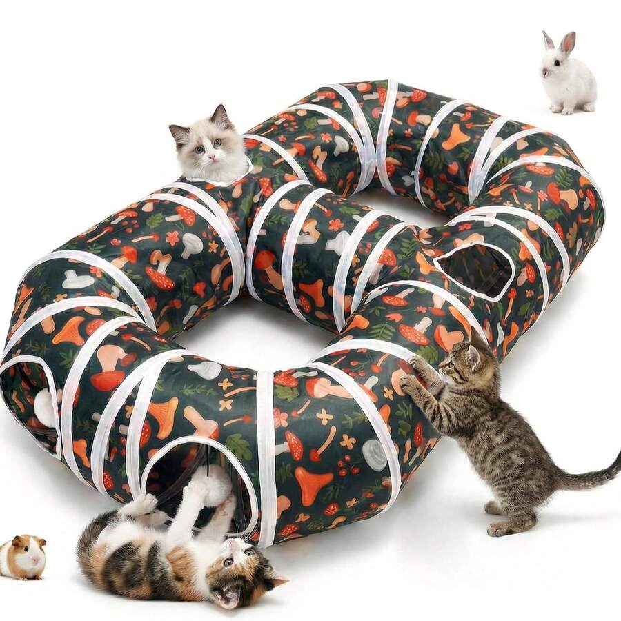 Indoor Entertainment Cat Tunnel, Tear-Resistant Cat Play Tube With Interactive Ball, Foldable Pet Tube For Cats, Puppies, Rabbits Outdoor Exercise (8-Shaped, S-Shaped) - Multicolor - View 1