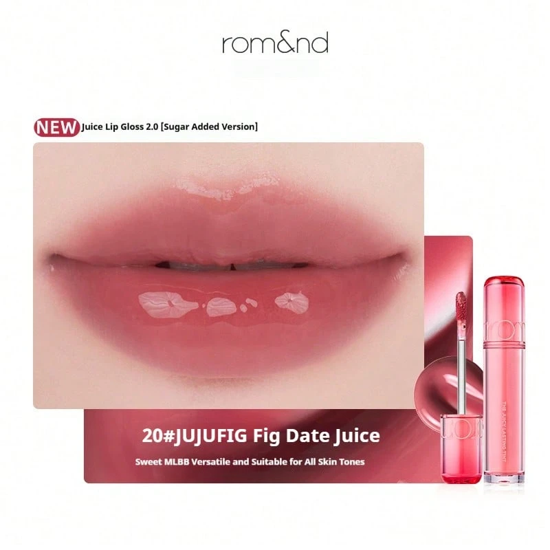 Rom&nd Romand 2.0 水光長效唇釉,鏡面光澤保濕唇彩,保濕提亮長效蜜桃色唇釉 - 20無花果棗汁 - 查看 1