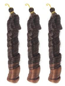 3pcs/Pack 24 Inch Pre-Stretched French Curl Crochet Braids, Loose Wave Synthetic Curly Hair, Suitable For Women - Multicolor - View 12
