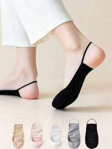 5/10 Pairs Women's Summer Breathable Half-Ankle Boat Socks, Ultra-Short Thin Invisible Socks For High Heels And Low-Cut Shoes - Multicolor - View 1