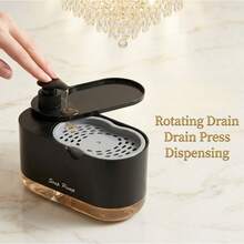 Built-In Sponge Holder Kitchen Dish Soap Dispenser - Rotatable Nozzle Countertop Manual Sink Storage Box - Leak-Proof Dish Soap Pump With Sponge Holder - Hand Soap Pump - Transparent Plastic Bathroom Accessory Set (Includes 1 Sponge) - Regular Model - View 10