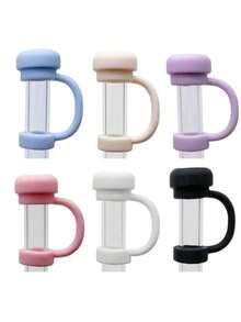 6pcs/2pcs Reusable Silicone Straw Caps, Compatible With Stanley Cups, Anti-Spill Anti-Leak Anti-Splash Anti-Dust Straw Covers, Suitable For Back To School Season - Multicolor - View 9