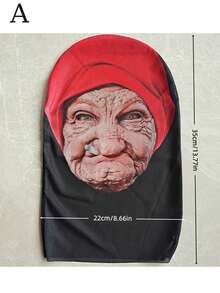 1 Set Halloween Party Decoration Mask, Red Headscarf With Old Woman Pattern, Funny Prank Mask, Holiday Party Decoration, Photo Prop, Breathable Elastic Mesh Fabric, Suitable For Carnival And Halloween, Funny Party Decoration Mask - Multicolor - View 3