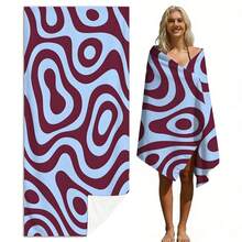 1 pieza Toalla de playa ultra suave con patrón abstracto de rayas artísticas para playa y fiesta de piscina - Accesorio de playa para vacaciones Manta de playa Toalla de piscina - Multicolor - Ver 3