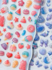 Cute 3D Embossed Ocean Shell & Starfish Crystal Resin Stickers, Suitable For Scrapbooking, Phone Case Decoration, Solid Color Stickers - Multicolor - View 8