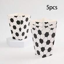 KEXINGYIYI 1/5/10/50pcs Soccer Party Popcorn Boxes ,Football Theme Party Decorations,Hexagonal Soccer Ball Pattern Black & White Party Favors - Multicolor - View 7