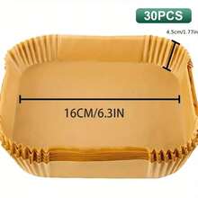 30/50/100/200pcs Disposable Air Fryer Paper Liners (Square 6.3-7.9 Inch) Kitchen Accessories, Heat Resistant Non-Stick Parchment Paper, Air Fryer Accessories, Oil-Proof And Waterproof, Suitable For Oven, Air Fryer, Baking - Brown - View 15