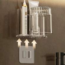 1pc [Space-Saving Toothbrush Holder Storage Box] Wall-Mounted Toothbrush Holder With Cup - No Drilling Required, Space-Saving Bathroom Toothpaste And Toothbrush Storage Box - Multicolor - View 7