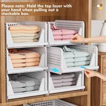 Multi Piece Foldable Large Capacity Storage Rack, Stacked Plastic Wardrobe Storage Box That Saves Space, Suitable For Clothing, Seasoning Cans, Food, Cosmetics, Kitchen Storage And Organizing, As Well As Storage Rack Baskets - Multicolor - View 5