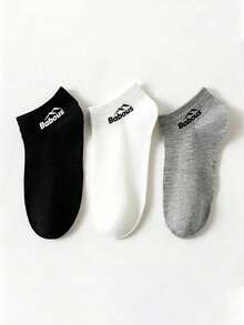 5/10/15 Pairs Men's Babous Mountain Logo Short Boat Socks Multi-Color Assortment, Versatile Daily Wear, Multiple Sizes Available, Simple Classic Men's Socks Set - Multicolor - View 1