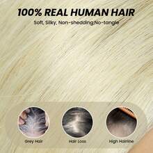 3.5*4 Inch Human Hair Toppers For Women 10 Inch Real Human Hair Extensions For Thinning Hair Wiglets Upgrade Lace Base Pieces Cover Gray Roots Solve Hair Solution - Multicolor - View 8
