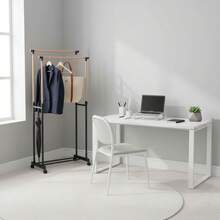 KIWI MOBLEKIT | Free-Standing And Expandable Clothes Racks In Metal And Wood, Clothing With Adjustable Options, With Wheels Or Shelves, Organizers For Bedroom, Entryway And Home - 雙木尺寸 80x43x90-160 厘米 - 查看 7