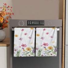 2/4/48pcs Pink Purple Daisy Pattern Printed Kitchen Towels - Super Soft, Highly Absorbent Polyester Dish And Hand Towels, Perfect For Holiday Decor, Kitchen Decor, Party Decor - Multicolor - View 12