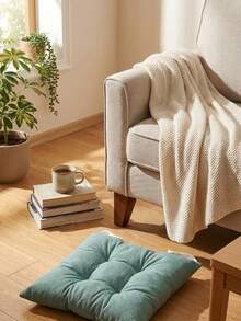 Made In Turkey Cushion 40*40 For Office & Garden & Kitchen Soft With Tie - Green - View 4