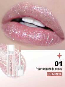 HANDAIYAN Hexagonal Pearl Luster Lip Gloss, Dewy Mirror-Like Finish, Long-Lasting Shine. Suitable For Daily Wear, Parties, Vacations And Camping Trips, Portable And Easy To Use, Also Suitable For Singles Parties And Christmas Celebrations. - 彩色 - 查看 2