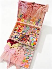 1158Pcs Girls Hair Accessories Set, Cute Bow Star Rhinestone Butterfly Hair Clips Elastic Hair Ties Heart Flower Mini Claws Daily Birthday Party Gift - Multicolor - View 2